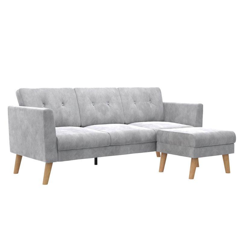 Gloria 75.5'' Wide Velvet Reversible Sofa & Chaise with Ottoman