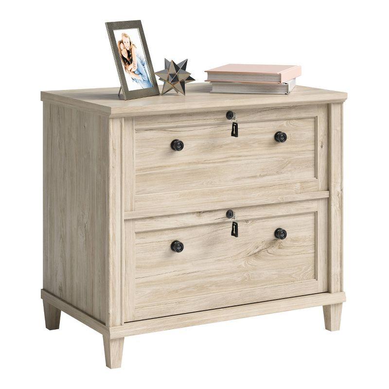 Sauder 2 Drawer Hammond Lateral File Cabinet Chalk Oak: Modern Style, Rubberwood Frame, Spot Clean