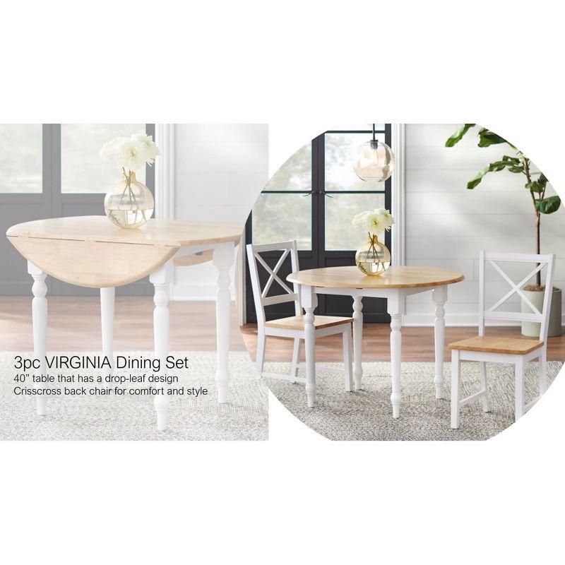 High Cross-Back Wooden Side Chair in White, Set of 2