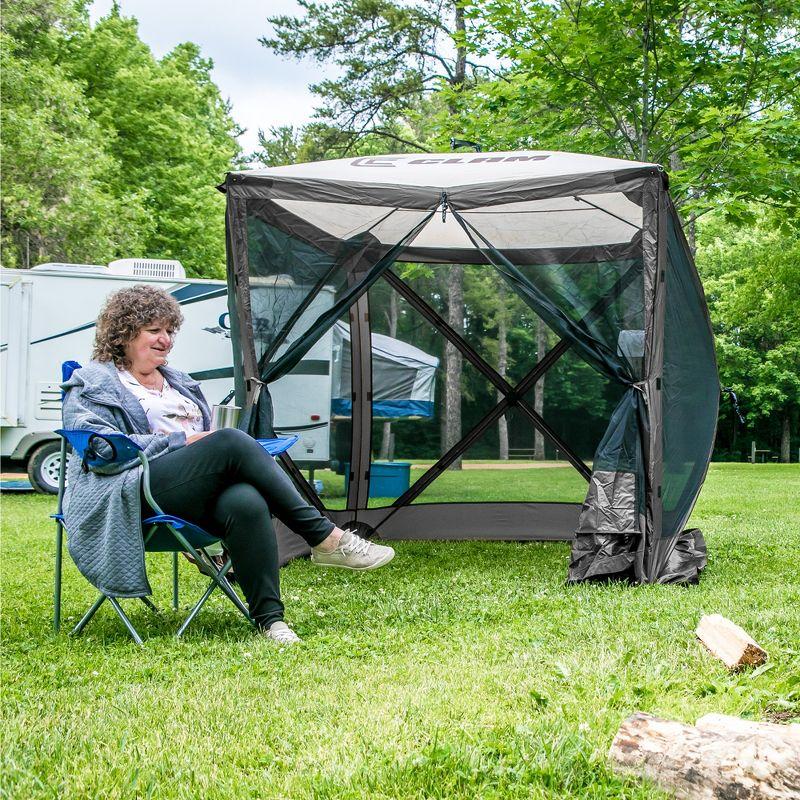 CLAM Quick-Set 6 x 6 Foot Traveler Portable Pop Up Outdoor Camping Gazebo 4 Sided Canopy Shelter with Ground Stakes and Carrying Bag, Gray