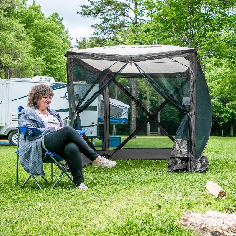 CLAM Quick-Set Pavilion Portable Pop-Up Outdoor Camping Gazebo Screen Tent Sided Canopy Shelter with Ground Stakes & Carry Bag