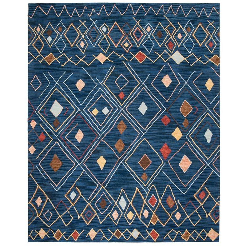 Bohemian Blue Multi Hand-Knotted Wool 8' x 10' Area Rug