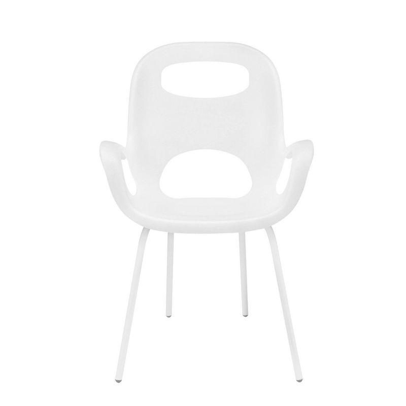 High White Metal Arm Chair with Nylon Feet