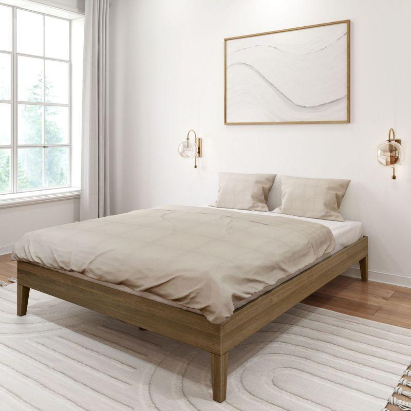 Plank+Beam Solid Wood Queen Platform Bed Frame, Matte Walnut