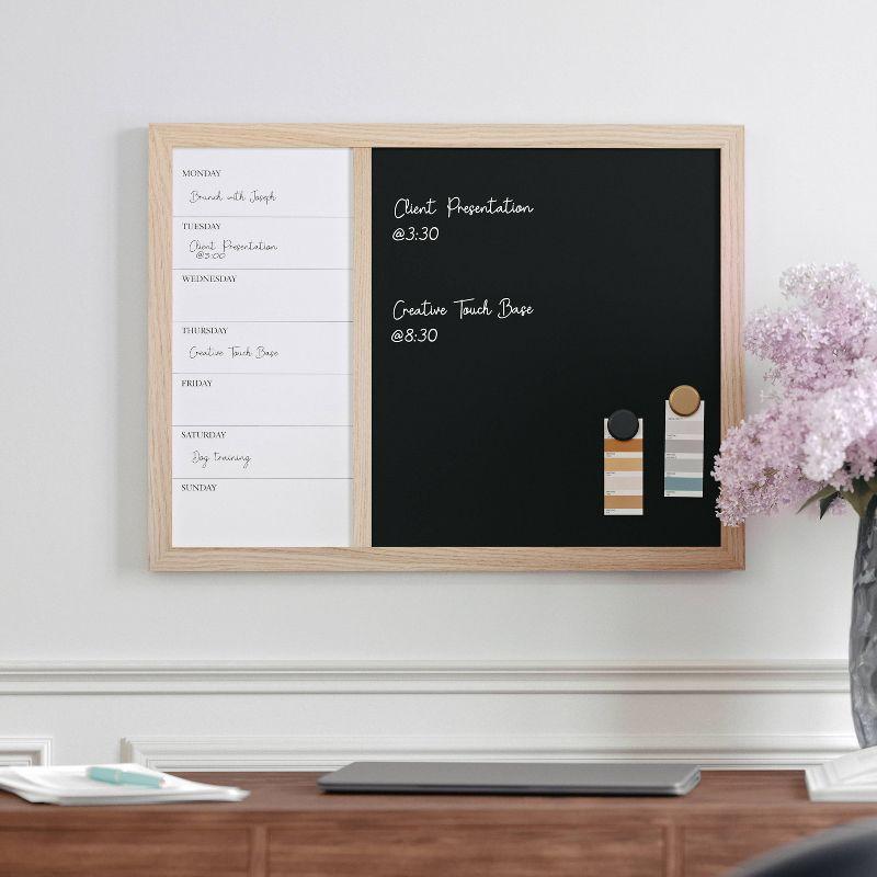 Thomas Martha Stewart Magnetic Weekly Calendar Dry Erase Board and Chalk Board with Liquid Chalk Marker