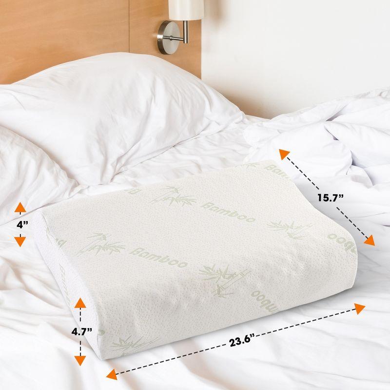 Cheer Collection Contoured Latex Memory Foam Pillow with Washable Cover - White (24" x 16" x 4")