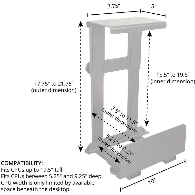 Stand Up Desk Store Adjustable CPU Desktop Computer Tower Holder Under Desk Mount