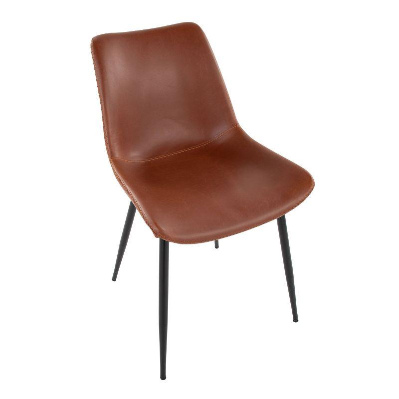Set of 2 Durango Dining Chairs Black/Cognac: Vintage Faux Leather, Metal Legs - LumiSource
