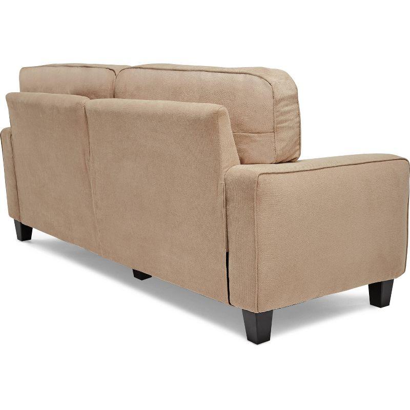 Compact Beige Microfiber Sleeper Sofa with Removable Cushions