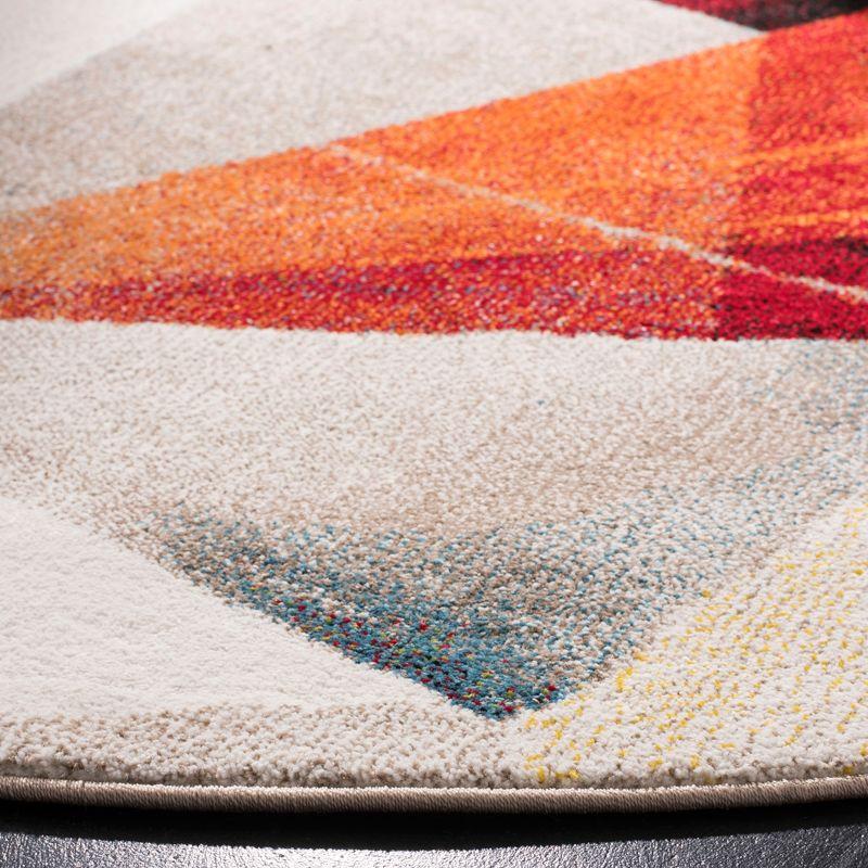 Porcello PRL6940 Power Loomed Indoor Accent Rug - 4' Round - Light Grey/Orange - Safavieh