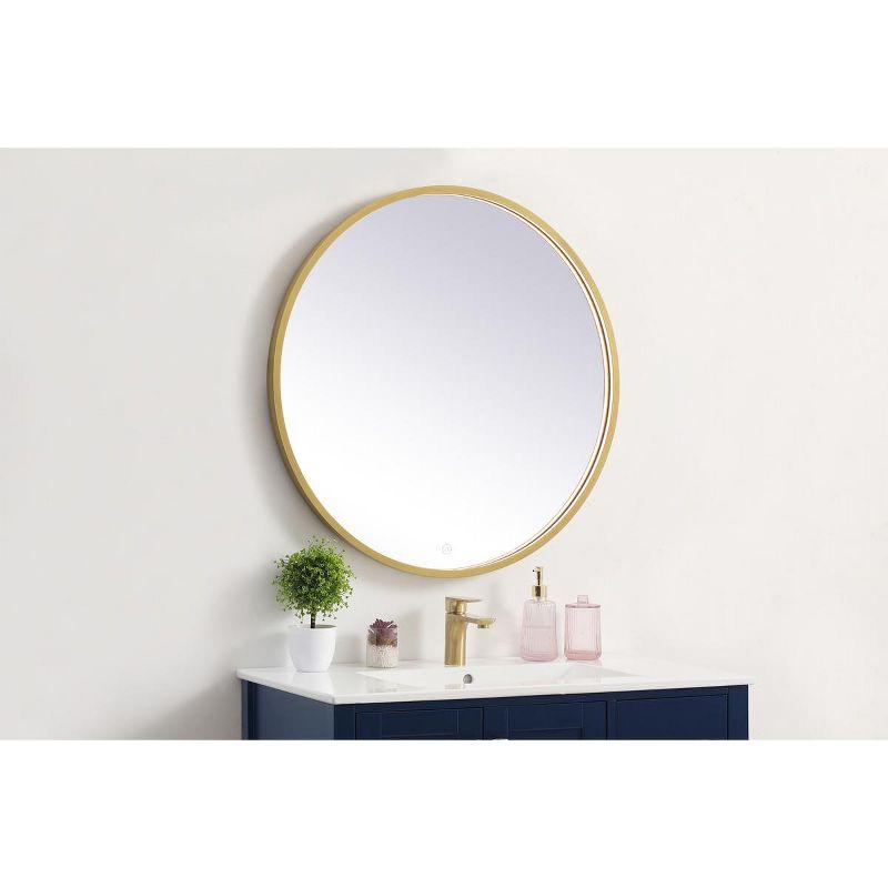 Elegant Lighting Pier 32 inch LED mirror with adjustable color temperature 3000K/4200K/6400K in brass