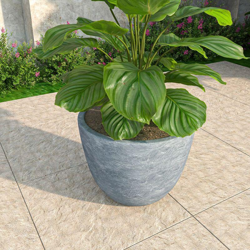 Large Aged Concrete Round Planter with Drainage Holes