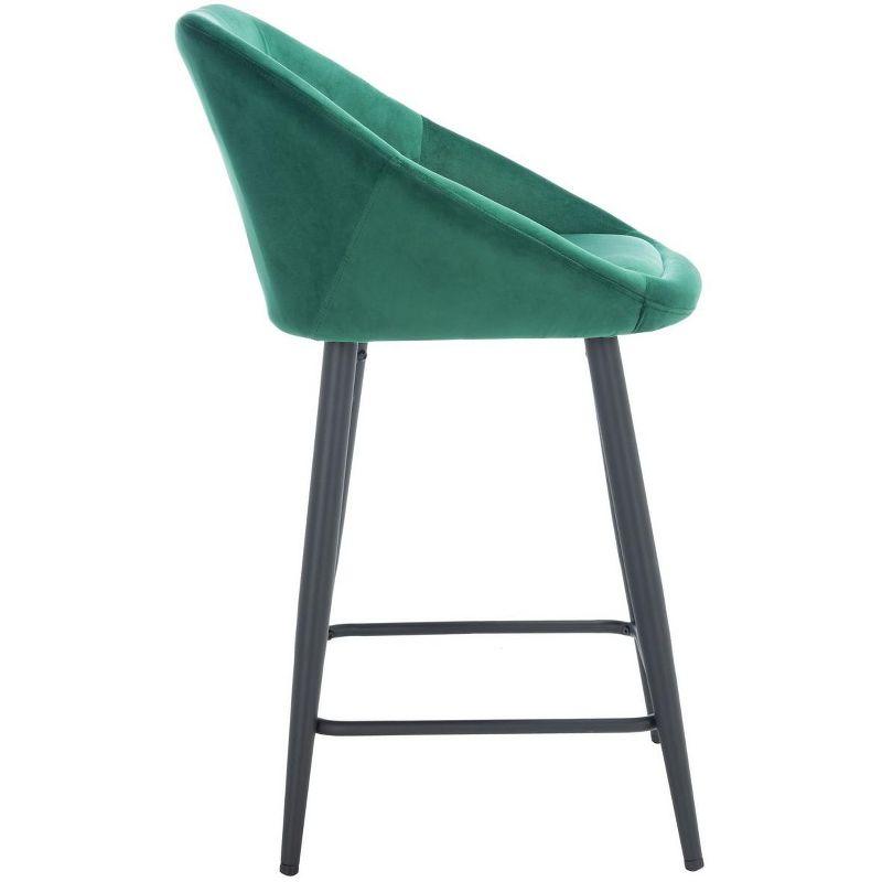 Emerald Velvet and Black Metal Counter Stool