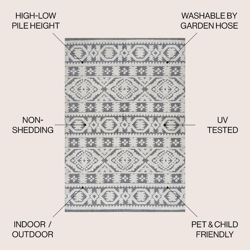 Citta High-Low Pile Mediterranean Tile Indoor/Outdoor Area Rug  - JONATHAN Y