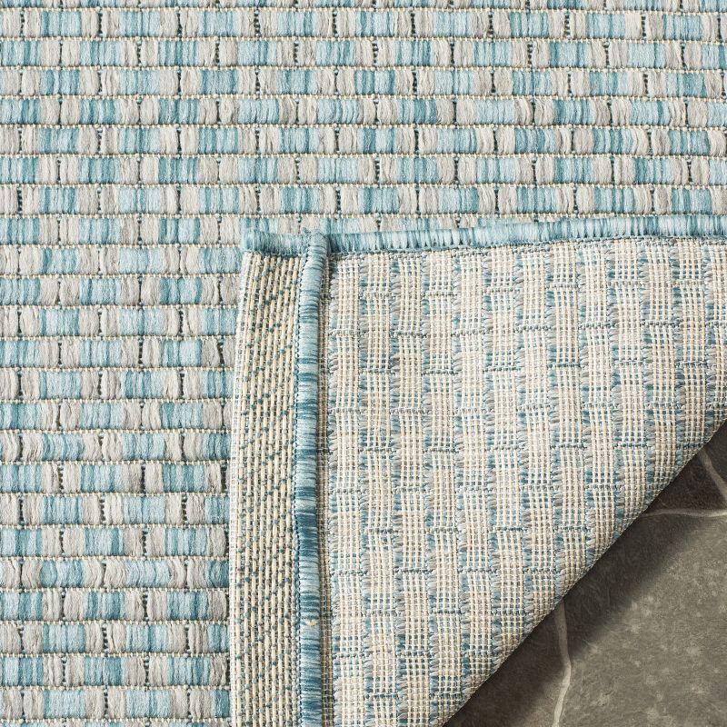 Light Blue and Grey Rectangular Stain-Resistant Synthetic Rug