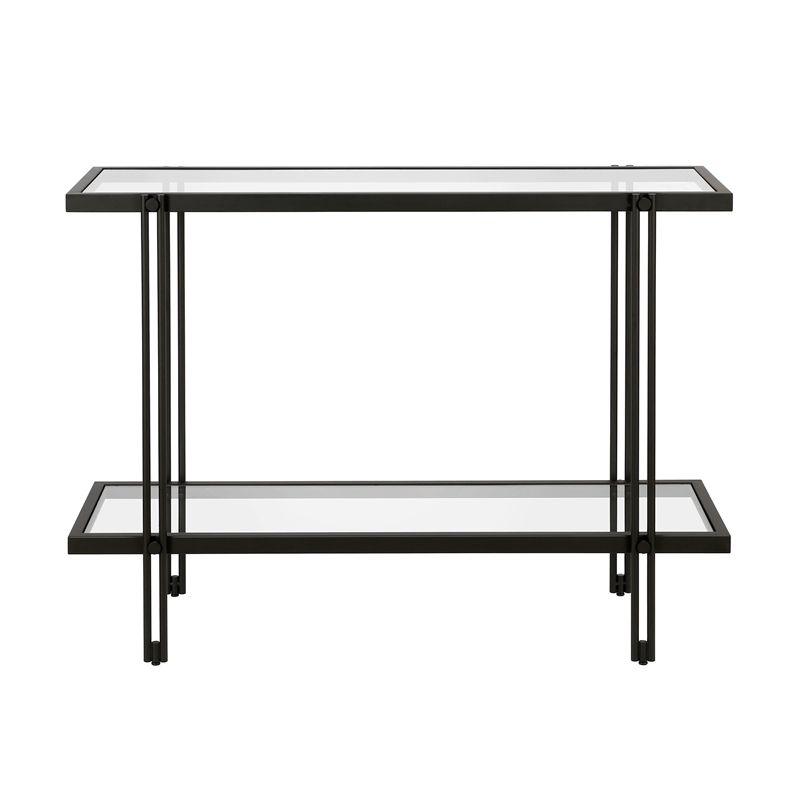 Inez 42'' Blackened Bronze Metal and Glass Console Table with Storage