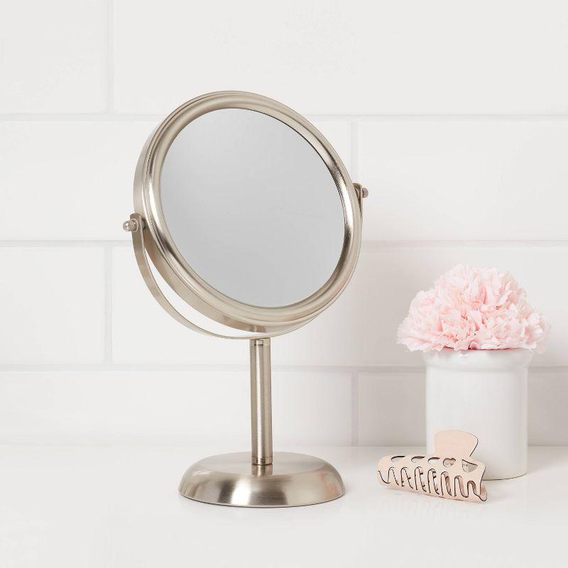 Bathroom Mirror Brushed Nickel - Threshold™: Round, Nickel-Plated, Freestanding, No Assembly Required