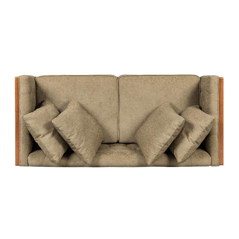 Christopher Knight Home Borah Tufted Loveseat with Accent Pillows, Dark Beige/Dark Walnut