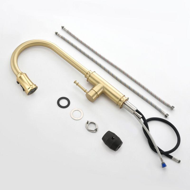 Brushed Gold Single Handle Pull Down Kitchen Faucet with Spray