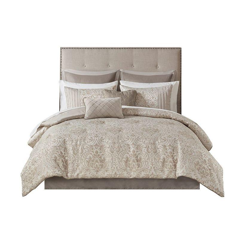 Madison Park Emilia 12 Piece Jacquard Comforter Set with Bed Sheets
