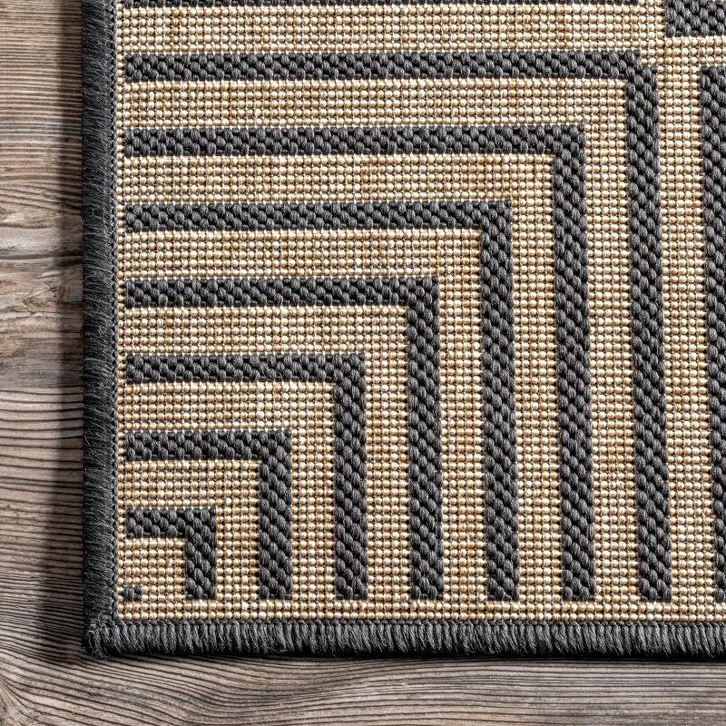 Reversible Dark Gray Stripe Synthetic 4' x 6' Outdoor Rug