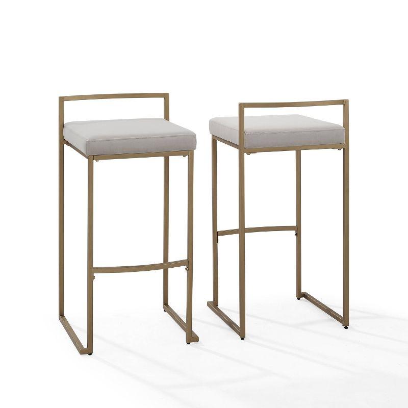 Harlowe Modern Gray Velvet & Steel Bar Stools, Set of 2