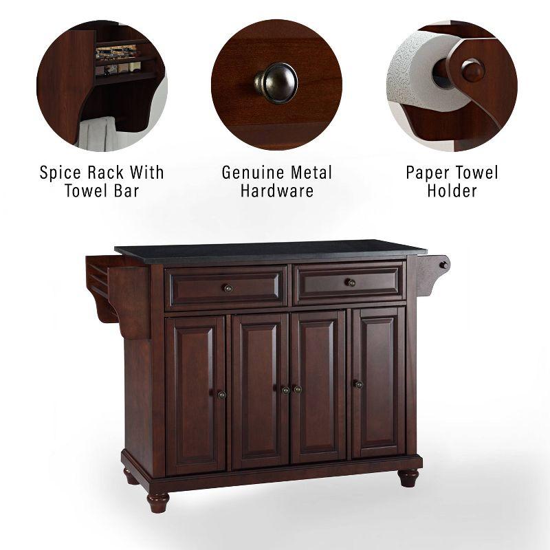Cambridge Black Granite Top Full Size Kitchen Island/Cart Mahogany - Crosley: With Cabinets, Spice Rack, Towel Holder