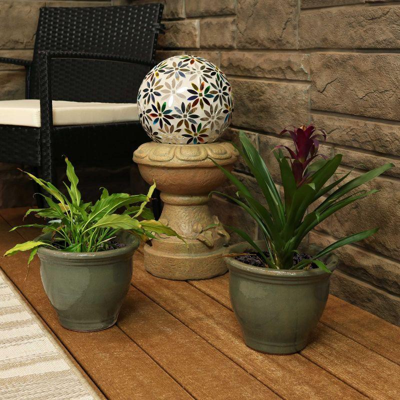 Gray 9" Glazed Ceramic Indoor/Outdoor Planters with Drainage Holes