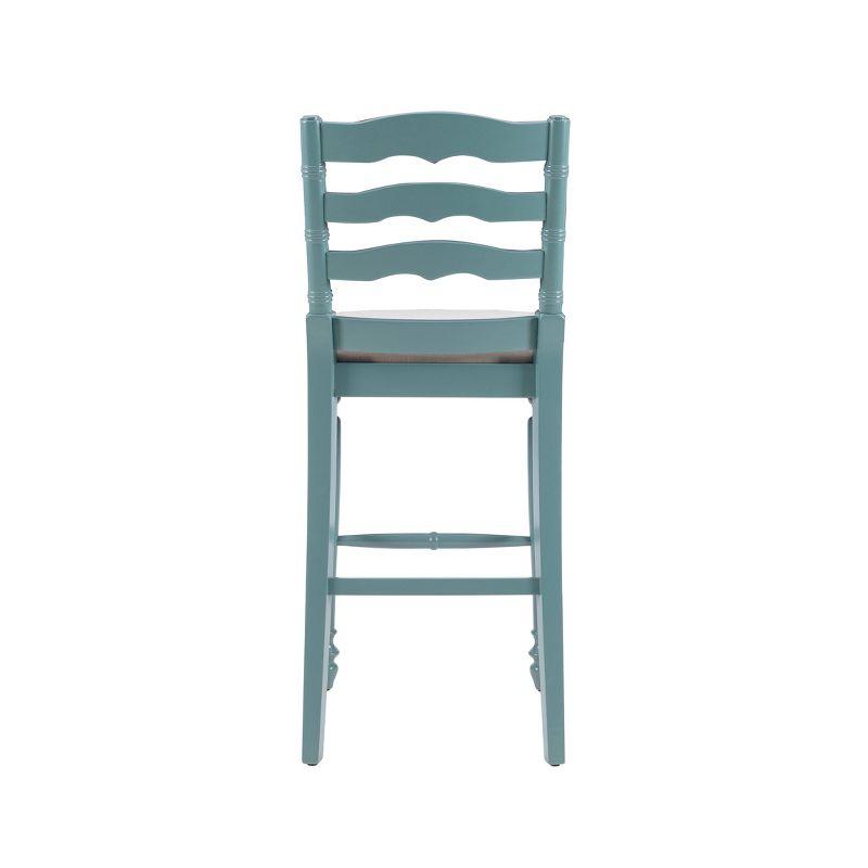 Elegant Antique Blue Wooden Barstool with Padded Seat