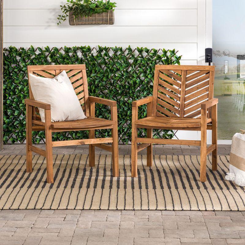 2pk Slatted Chevron Acacia Wood Patio Chairs - Saracina Home