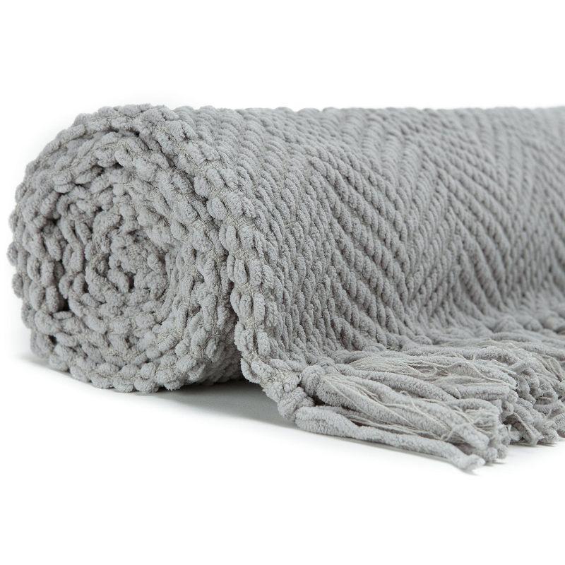 Chanasya Textured Knit Throw Blanket with Tassels