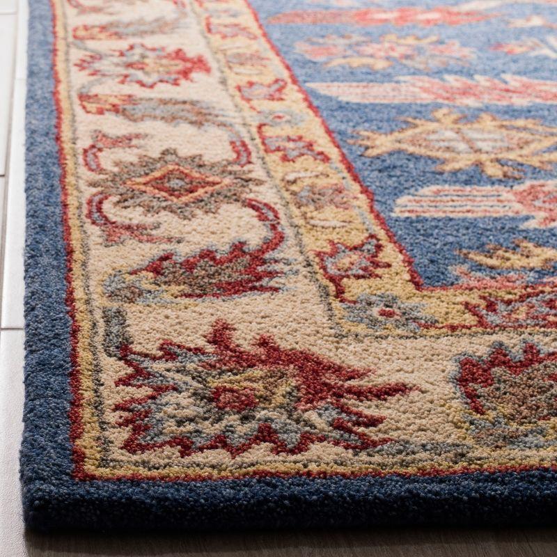 Heirloom Blue Square Hand-Tufted Wool Area Rug, 6' x 6'