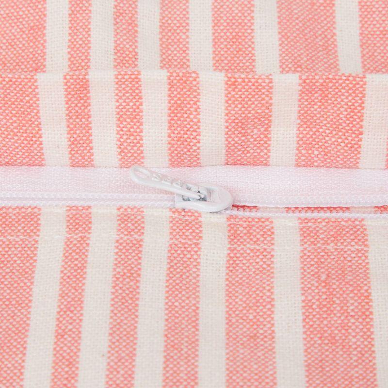 Design Imports 2pc 18"x18" Coral Chambray Striped Recycled Cotton Square Throw Cover: Indoor Faux Linen, Hidden Zipper