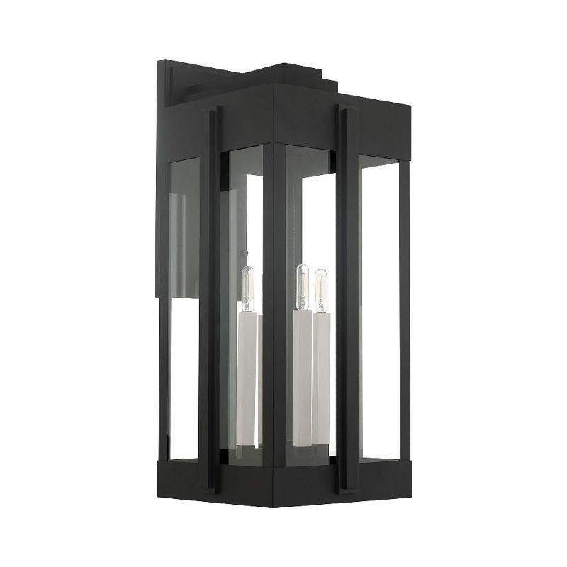 Elegant Lexington 4-Light Black Brass Outdoor Wall Lantern