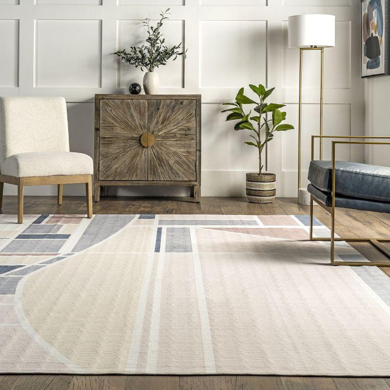 Nuloom Dannie Modern Geometric Pet Friendly Machine Washable Area Rug, 8' x 10', Light Beige
