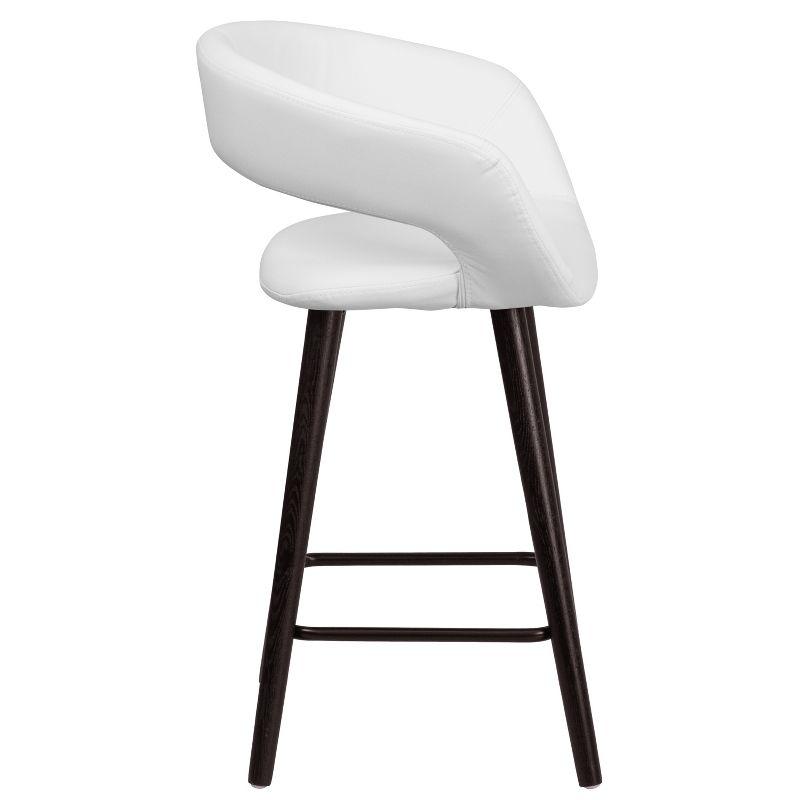 Cappuccino Wood Frame 24'' High Counter Stool in White Vinyl