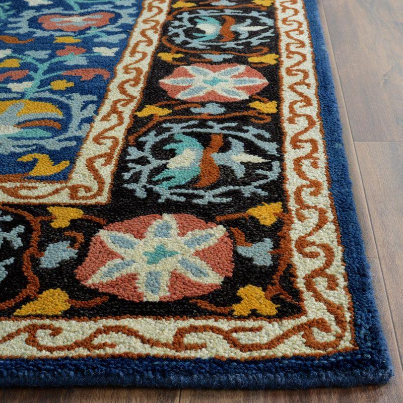 Handmade Blue Wool 4' x 6' Tufted Area Rug