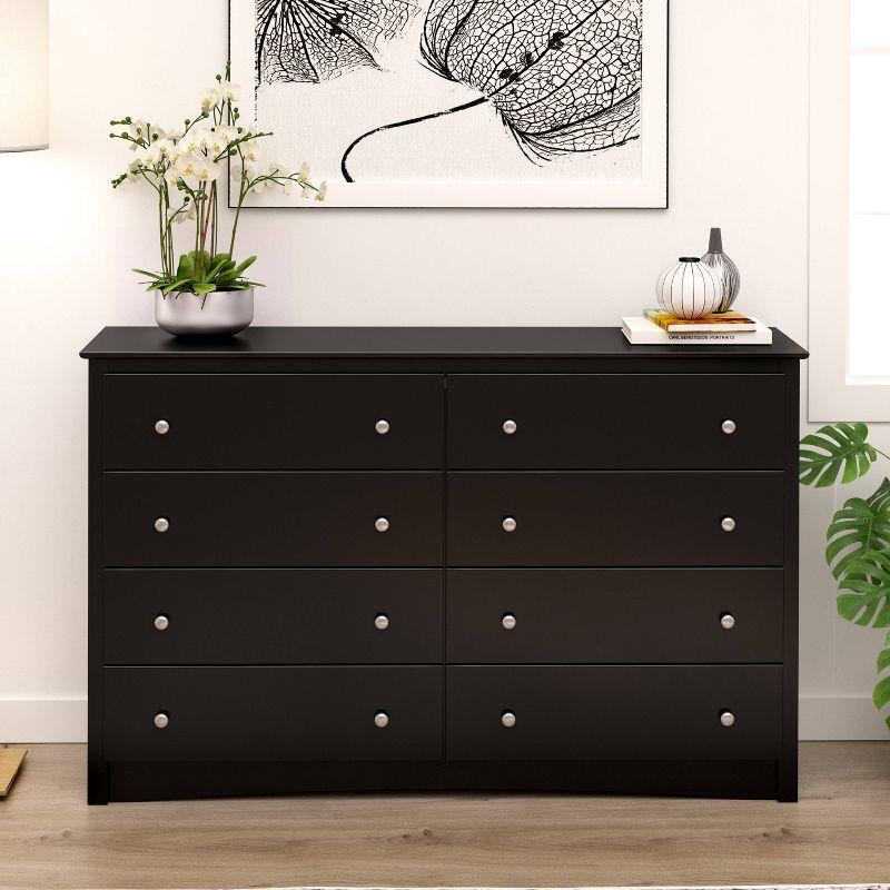 Modern Sonoma 8-Drawer Black Dresser with Sleek Laminate Finish