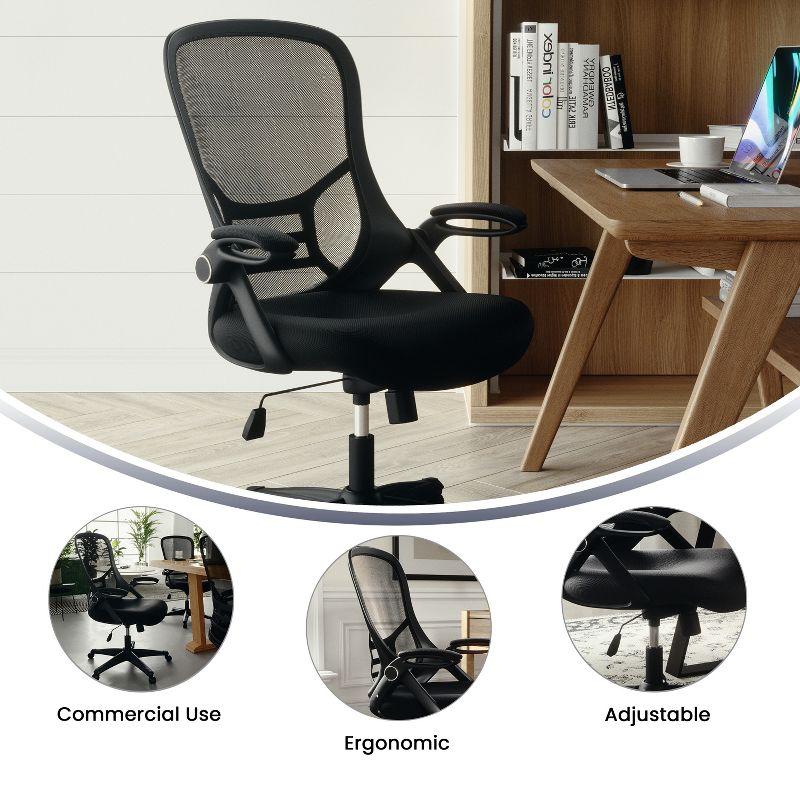 Ergonomic High-Back Black Mesh Swivel Office Chair with Adjustable Arms