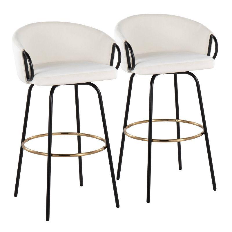 Claire Swivel Adjustable Barstool in Cream Velvet and Metal