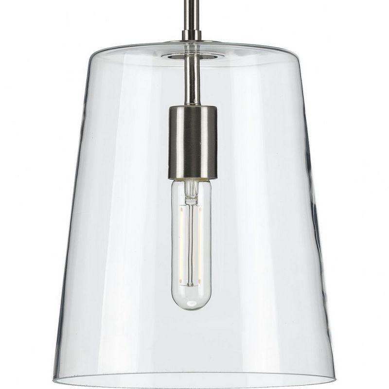 Progress Lighting Clarion 1-Light Pendant, Brushed Nickel, Clear Glass Shade