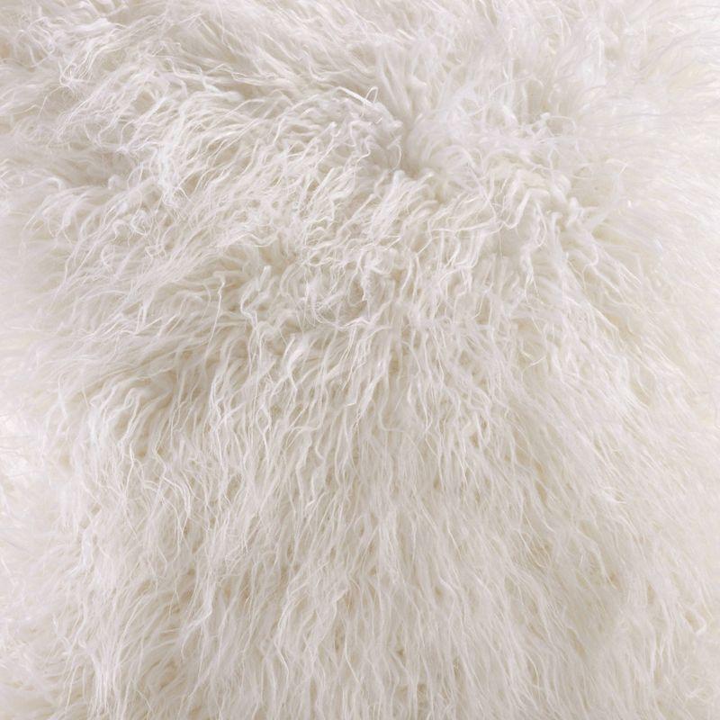 Ivory Faux Mongolian Fur 23" x 19" Throw Pillow