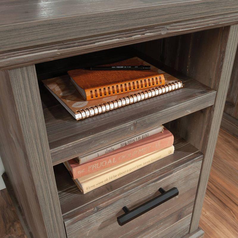 Pebble Pine Brown Wood Computer Desk with Drawer and Filing Cabinet