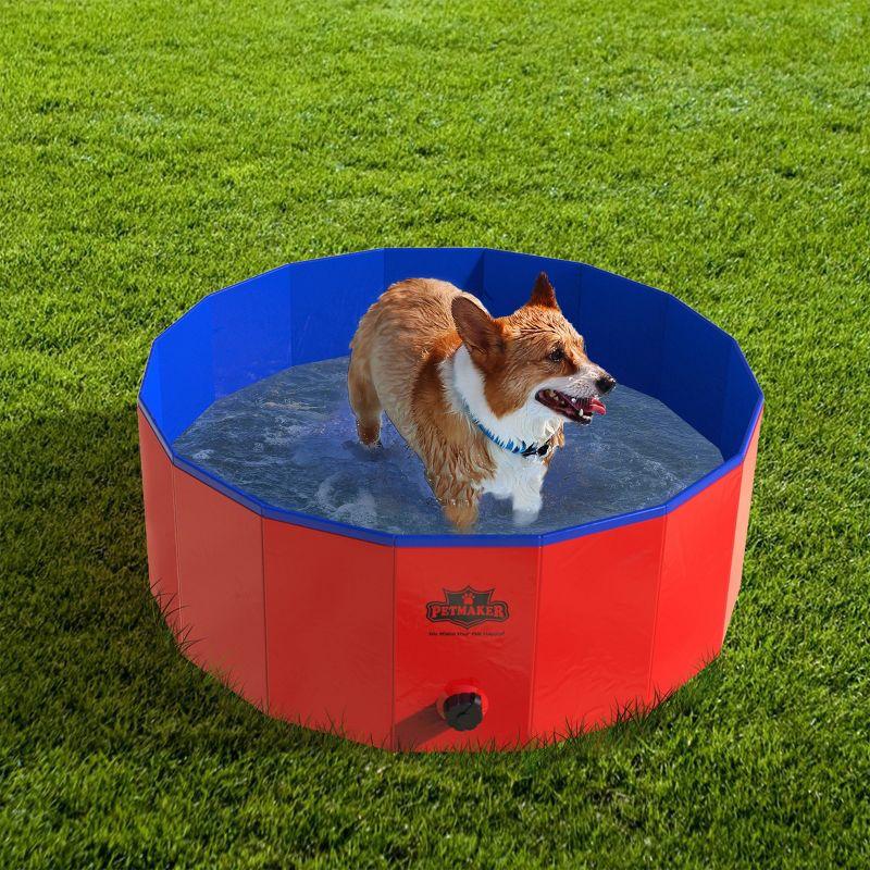 Pet Adobe Red and Blue Foldable PVC Pet Pool