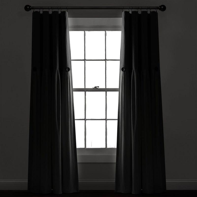 Lush Decor Linen Button Cotton Blend Blackout Curtain Single Panel