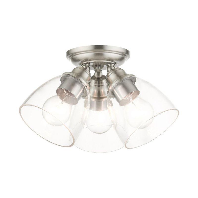 Montgomery Brushed Nickel 3-Light Flush Mount with Clear Glass