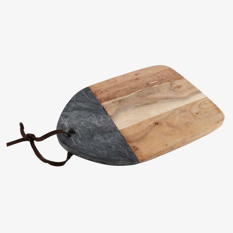 Mesa 14" Rectangular Marble and Acacia Wood Cutting Board