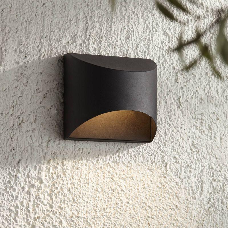 Possini Euro Design Ratner Modern Outdoor Wall Light Fixture Black Dark Sky LED Downlight 5 1/2" for Post Exterior Barn Deck House Porch Yard Patio