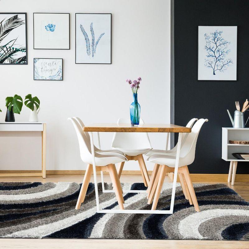 Luxe Weavers Modern Shag Geometric Area Rug, Navy 5x7