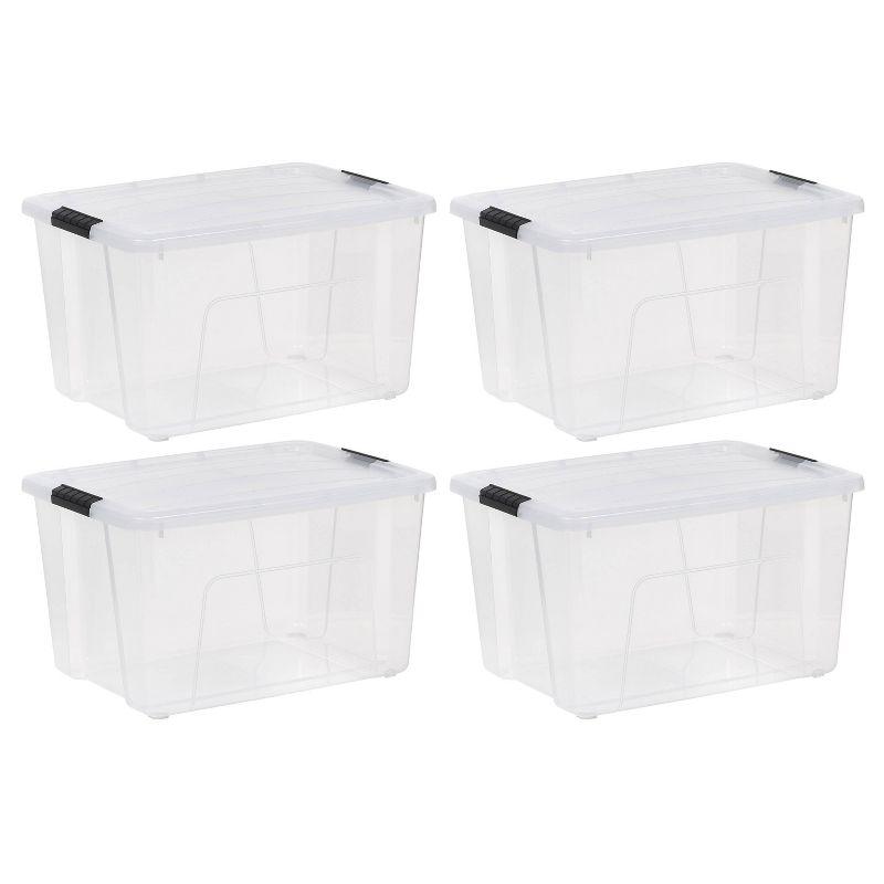 60 Qt./15 Gal. Iris Plastic Storage Boxes with Latching Lids in Clear (Set of 4)